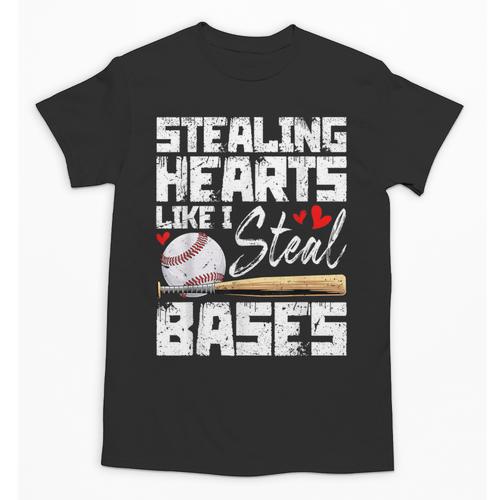 Stealing Hearts Like I Steal Bases Baseball Valentines Unisex T-Shirt - Sportilla