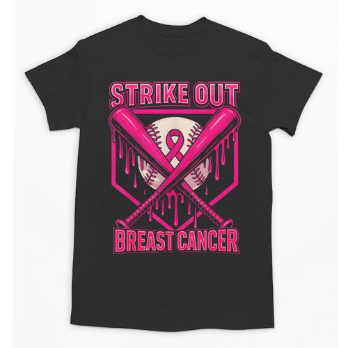 Strike Out Breast Cancer Baseball Ice Cream Drip Unisex T-Shirt - Sportilla