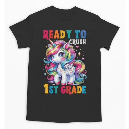 Student Unicorn Ready Back To School Crush 1st Grade Girls Unisex T-Shirt - Savourry
