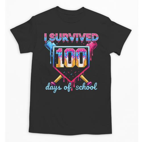 I Survived 100 Days Of School Baseball Boys Students Unisex T-Shirt - Sportilla