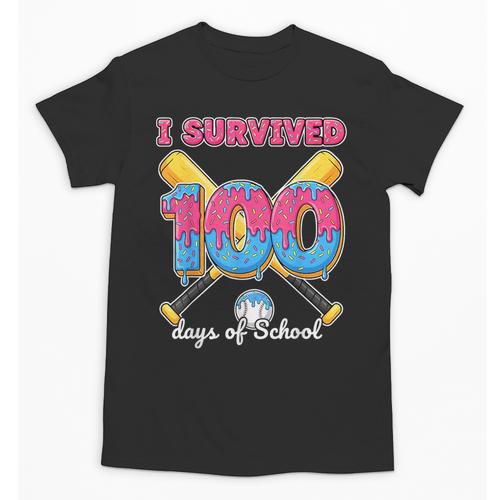 I Survived 100 Days Of School Baseball Cream Drip Boys Unisex T-Shirt - Sportilla
