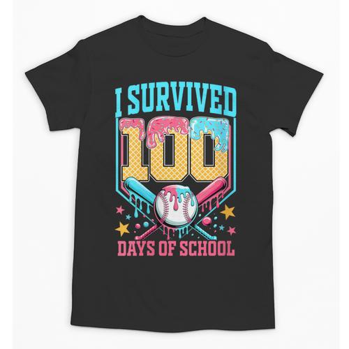 I Survived 100 Days Of School Baseball Drip Students Teacher Unisex T-Shirt - Sportilla