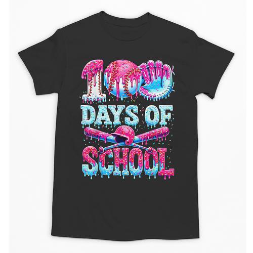Survived 100 Days Of School Baseball Ice Cream Drip Boy Kids Unisex T-Shirt - Sportilla