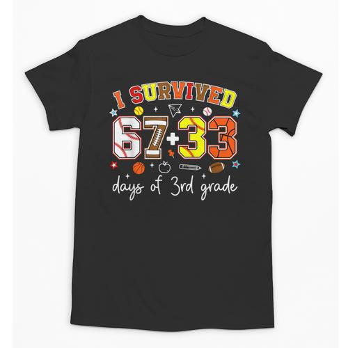 I Survived 6733 Days Of 3rd Grade Baseball Football 100 Day Unisex T-Shirt - Sportilla