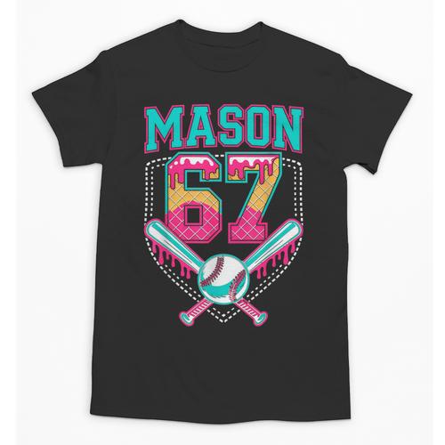 Trendy Mason 67 Mem Ice Cream Drip Baseball Birthday Costume Unisex T-Shirt - Sportilla