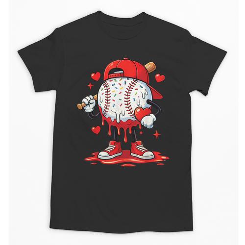 Valentine Baseball Drip Ice Cream Youth Boys Couples Unisex T-Shirt - Sportilla
