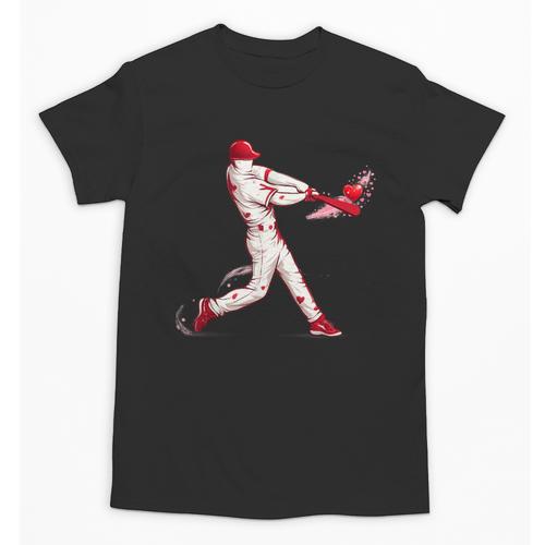 Valentines Day Baseball Batter Silhouette Heart For Men Boys Unisex T-Shirt - Sportilla