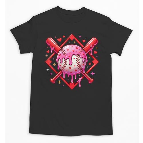 Valentines Day Baseball Boys Ice Cream Drip Heart Youth Kids Unisex T-Shirt - Sportilla