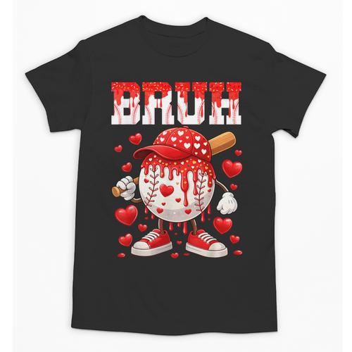 Valentines Day Baseball Drip Boys Bruh Ice Cream Toddler Kid Unisex T-Shirt - Sportilla