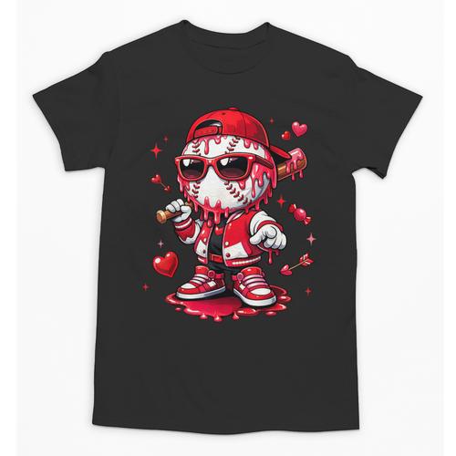 Valentines Day Baseball Drip Ice Cream For Boys Kids Teens Unisex T-Shirt - Sportilla