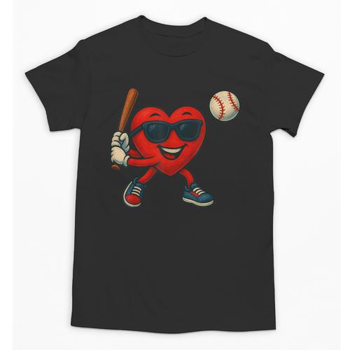 Valentines Day Baseball Red Heart Love Boys Kids Tee Unisex T-Shirt - Sportilla