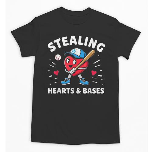 Valentines Day Baseball Stealing Hearts Bases Boys Kids Men Unisex T-Shirt - Sportilla