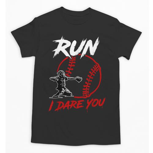Vintage Baseball Catcher Boys Go Ahead Run I Dare You Unisex T-Shirt - Sportilla