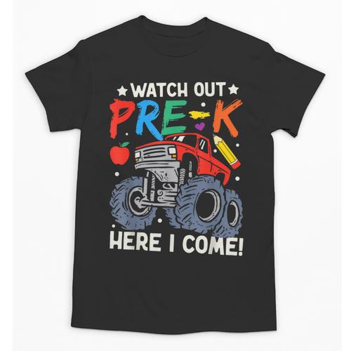 Watch Out Pre-K Here I Come Monster Truck Back To School Unisex T-Shirt - Savourry