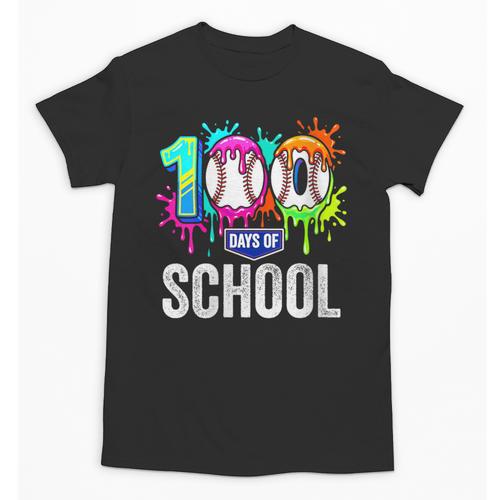 Women's 100 Days Of School Dripping Baseball Boys Kids Teacher Unisex T-Shirt - Sportilla