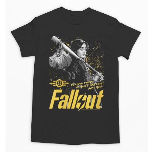 Women's Fallout TV Series Lucy Do Unto Others Baseball Bat Gamer Unisex T-Shirt - Sportilla