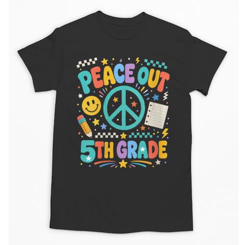Women's Peace Out 5th Grade Retro Back To School Students Unisex T-Shirt - Savourry