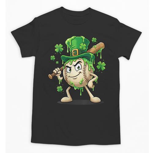 Women's St Patricks Day Baseball Leprechaun Shamrock Player Boys Kid Unisex T-Shirt - Sportilla