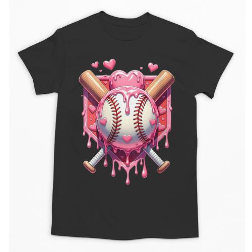 Women's Valentines Day Baseball Boys Ice Cream Drip Heart Youth Kids Unisex T-Shirt - Sportilla