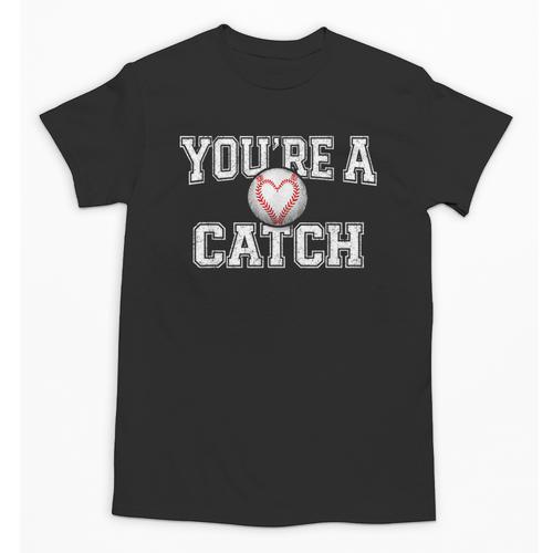 You'Re A Catch Baseball Pun Heart Kids Boys Valentines Unisex T-Shirt - Sportilla