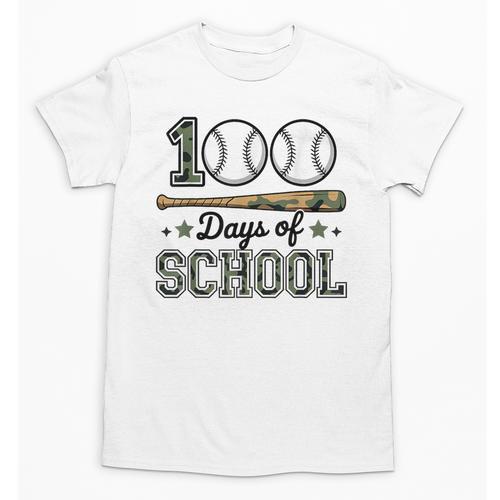 100 Days Of School Baseball Camo Boys School Teacher Unisex T-Shirt - Sportilla