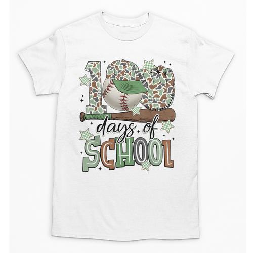 100 Days Of School Baseball Camo Men Boy Kid Unisex T-Shirt - Sportilla