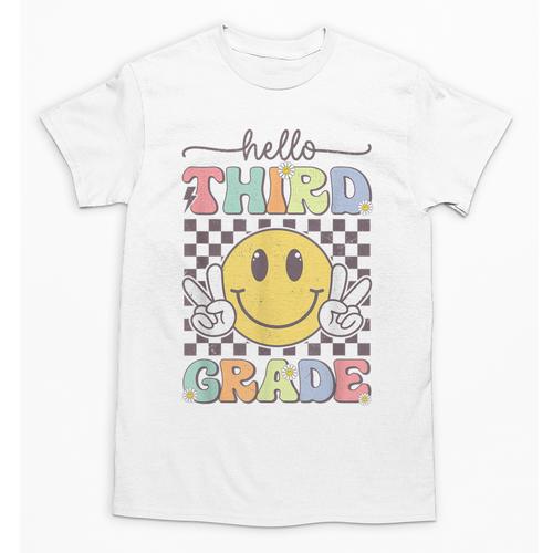 3rd Grade Team Back To School Hello Third Grade Smile Face Unisex T-Shirt - Savourry