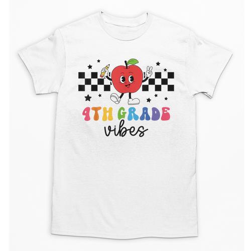 4th Grade Vibes Retro Groovy Apple Back To School Unisex T-Shirt - Savourry