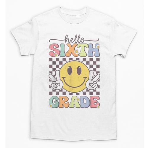 6th Grade Team Back To School Hello Sixth Grade Smile Face Unisex T-Shirt - Savourry
