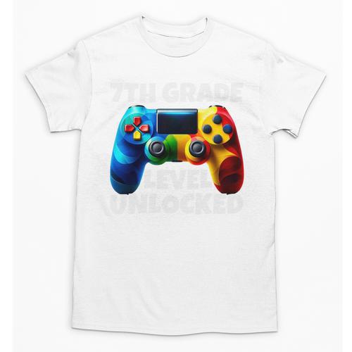 7th Grade Level Unlocked Back To School Gamer Boys Girls Unisex T-Shirt - Savourry