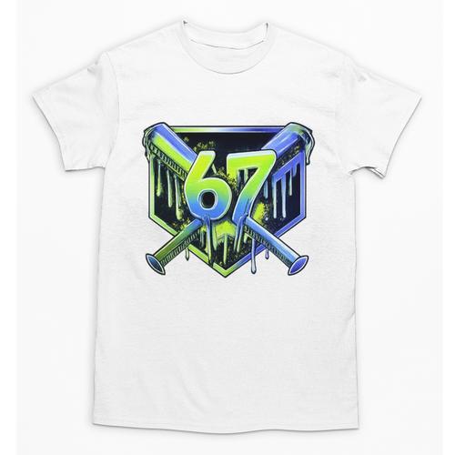 Awesome 67 Baseball Drip Effect Baseball 6-7 Meme Graphic Premium Tri-Blend Unisex T-Shirt - Sportilla