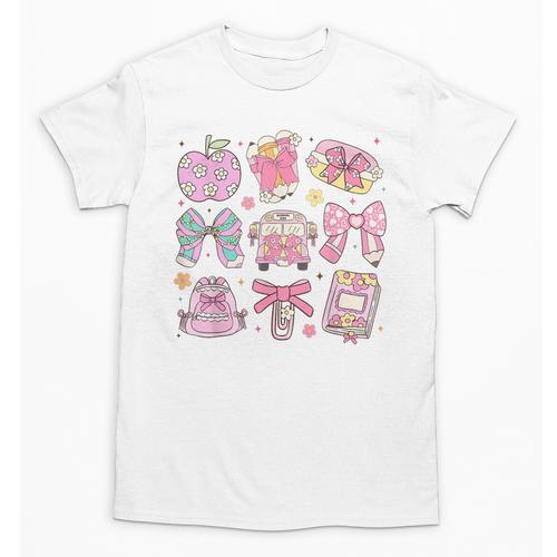 Back To School Coquette Bow Pencil School Students Girls Unisex T-Shirt - Savourry