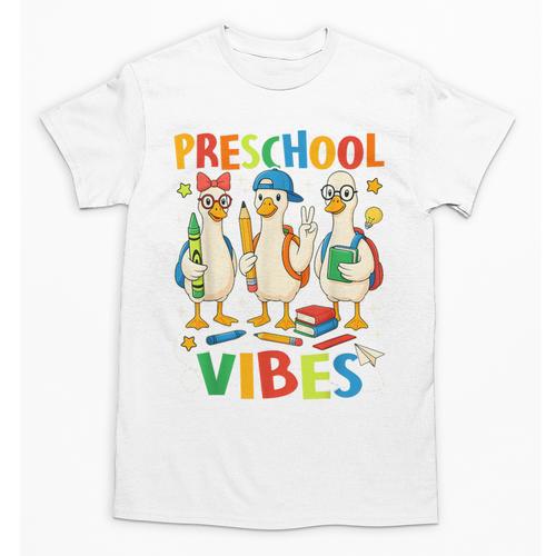 Back To School Cute Goose Preschool Vibes Girls Boys Unisex T-Shirt - Savourry