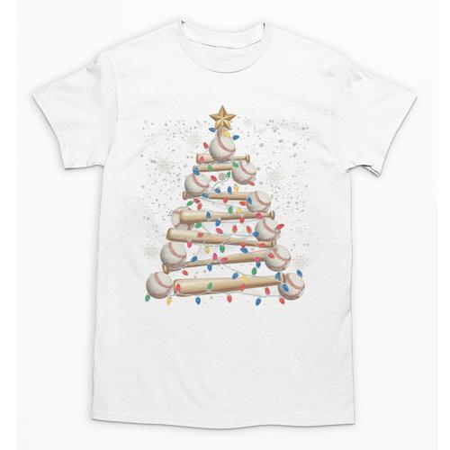 Baseball Christmas Tree Light Xmas Tees Boys Kids Men Unisex T-Shirt - Sportilla