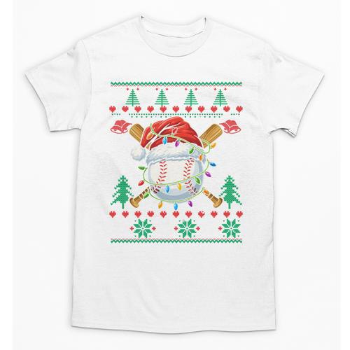 Baseball Christmas Ugly Sweater Santa Sport Men Kids Unisex T-Shirt - Sportilla