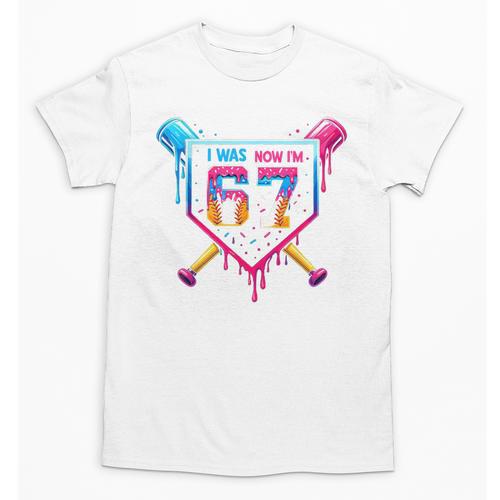 Baseball Drip I Was 6 Now I'm 7 67 Meme 7th Birthday Unisex T-Shirt - Sportilla