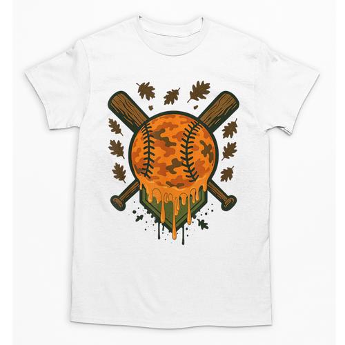Baseball Drip Ice Cream Dripping Blaze Hunter Orange Camo Unisex T-Shirt - Sportilla