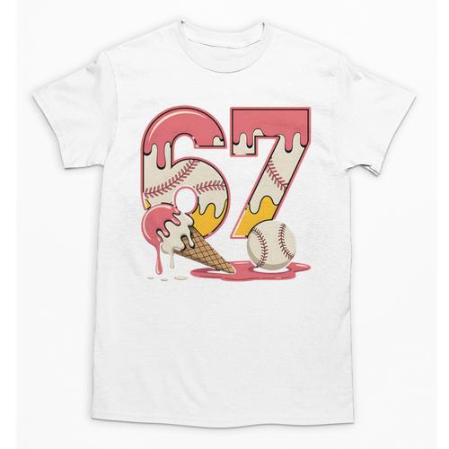 Baseball Drip Number 67 Player Ice Cream Or 67th Birthday Unisex T-Shirt - Sportilla