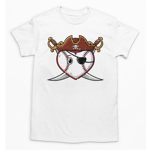 Baseball Heart Pirate Hat Crossed Swords Men Boys Kids Youth Premium Tri-Blend Unisex T-Shirt - Sportilla