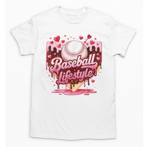 Boys Valentine Baseball Lifestyle Home Plate Ice-Cream Drip Unisex T-Shirt - Sportilla