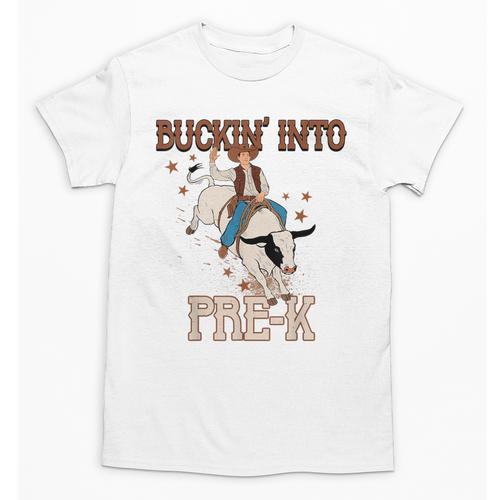 Buckin' Into Pre-K Back To School Cowboy Western Unisex T-Shirt - Savourry