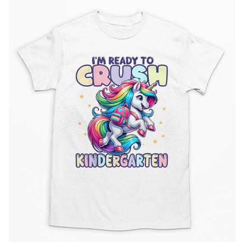 Crush Kindergarten Girls Back To School Unicorn First Day Unisex T-Shirt - Savourry