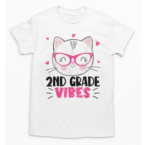 Cute 2nd Grade Vibes Cat Kitten Lover Back To School Girls Unisex T-Shirt - Savourry