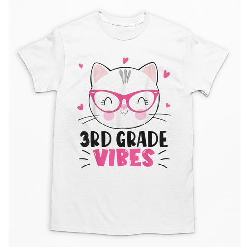 Cute 3rd Grade Vibes Cat Kitten Lover Back To School Girls Unisex T-Shirt - Savourry