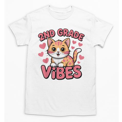 Cute Cat 2nd Grade Vibes Back To School Second Grade Girls Unisex T-Shirt - Savourry