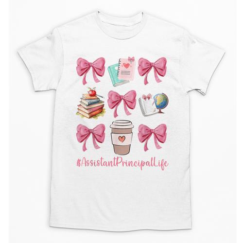 Cute Coquette Bows Assistant Principal Life Back To School Unisex T-Shirt - Savourry