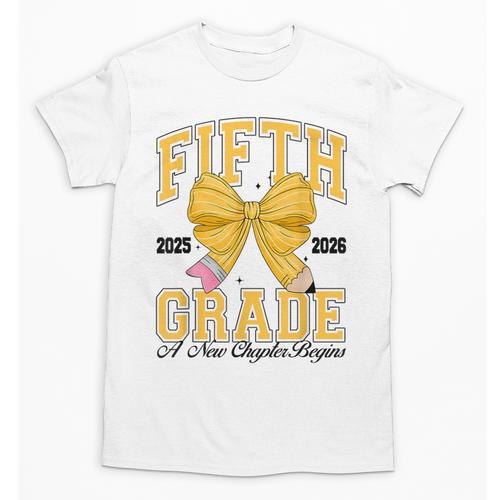 Fifth Grade Back To School First Day Pencil Bow 2025 Girls Unisex T-Shirt - Savourry