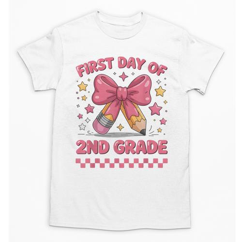 First Day Of 2nd Grade Coquette Back To School Girls Kids Unisex T-Shirt - Savourry