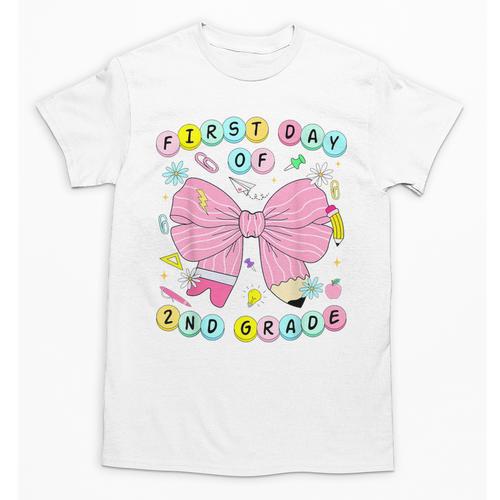First Day Of 2nd Grade Girls Coquette Back To School Kids Unisex T-Shirt - Savourry