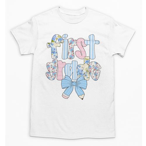 First Grade Coquette Bow Pencil First Day Back To School Performance Unisex T-Shirt - Savourry